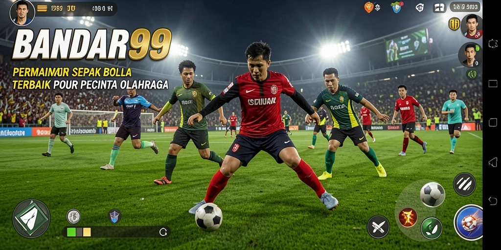 Tampilan gameplay seru dalam BANDAR99 di lapangan sepak bola.
