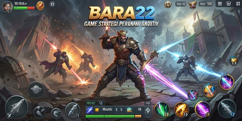Tangkapan layar gameplay BARA22 menunjukkan strategis pertempuran yang intens.