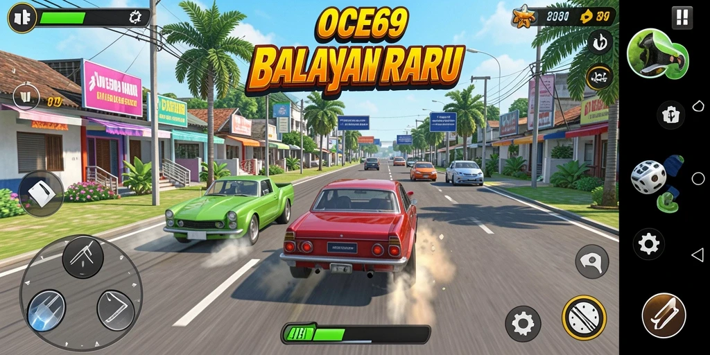 Gameplay OCE69 dengan balapan seru di lintasan yang menantang.
