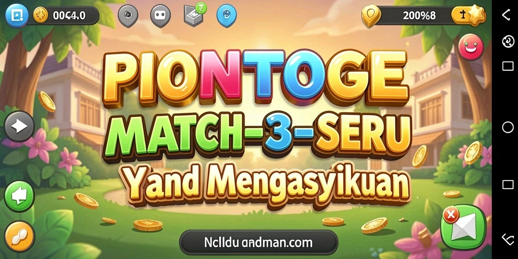 Screenshot PIONTOGEL menampilkan gameplay Match-3 yang seru dan penuh warna.