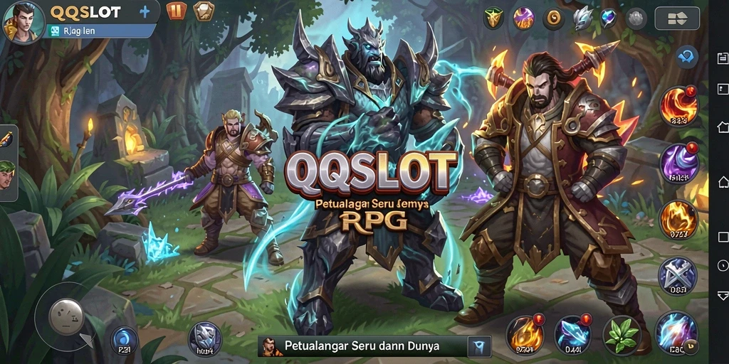 Screenshot gameplay <strong>QQSLOT</strong> menampilkan aksi seru dalam pertempuran RPG.