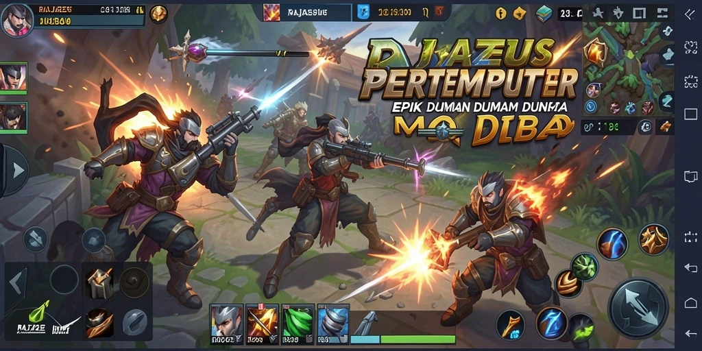 Tampilan gameplay RAJAZEUS yang menegangkan dengan aksi tim yang cepat.