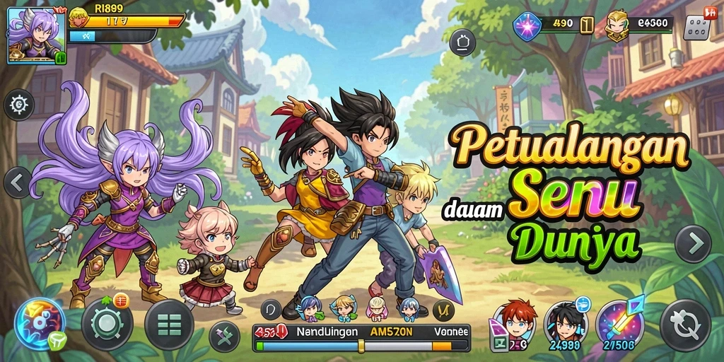 Screenshot gameplay RI889 menampilkan karakter anime yang beraksi di dunia yang cerah dan penuh petualangan.
