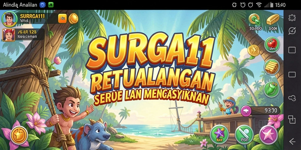 Tangkapan layar utama SURGA11 menunjukkan momen gameplay yang intens dan penuh warna.