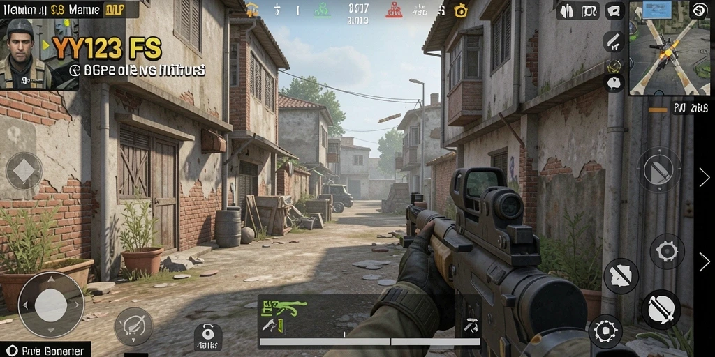 Screenshot gameplay YY123 menampilkan aksi tembak-menembak yang mendebarkan.