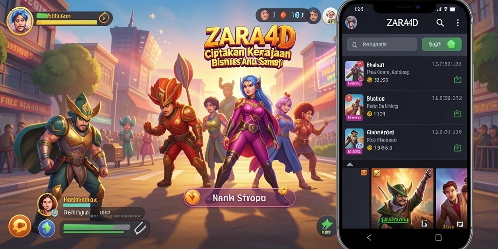 Screenshot gameplay ZARA4D menunjukkan manajemen bisnis yang mendebarkan.
